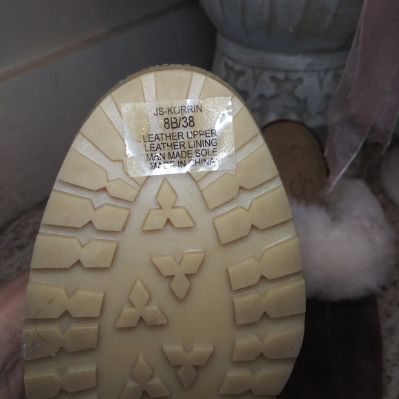 Vintage Y2K Jessica Simpson Brown Suede & Real Shearling Boho High Heeled Clogs - Picture 7 of 8